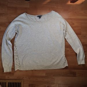 American Eagle beige sweater with lace back